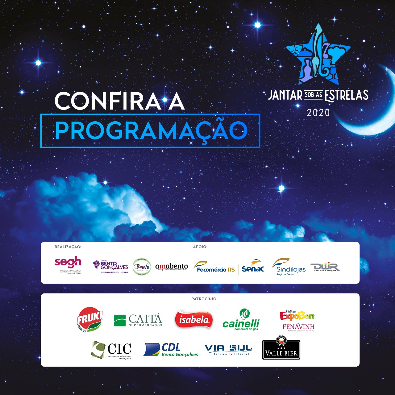 Jantar Sob as Estrelas chega com muita música e novidades - SEGH Região Uva  e Vinho